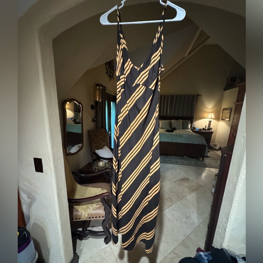 ASOS Black and Gold Striped Maxi Dress
